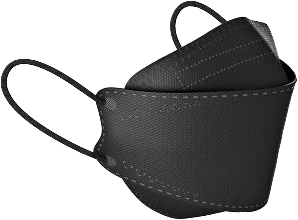 Bvcotor 50 Pcs KF94 Face_Mask Black Disposable Face Caps Korea,4 Layer 3D Fish Type KF94 Màsk for Adult