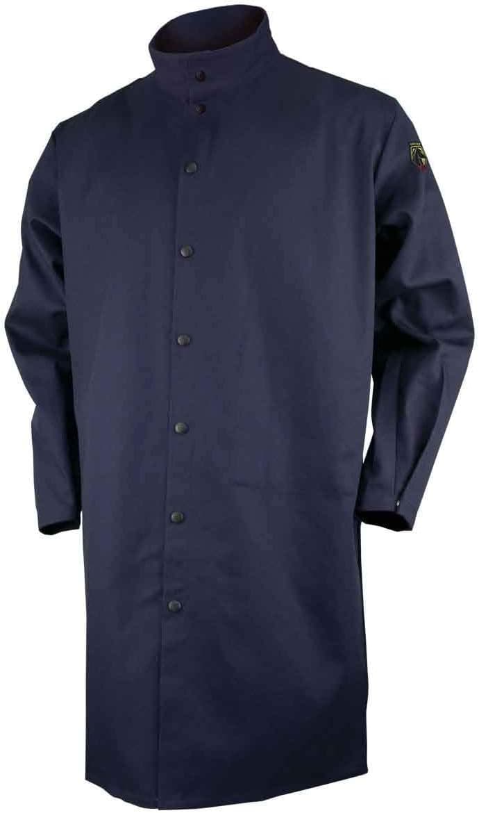 Black Stallion FN9-42C 9 oz. 42" Navy Flame Resistant Cotton Shop Coat