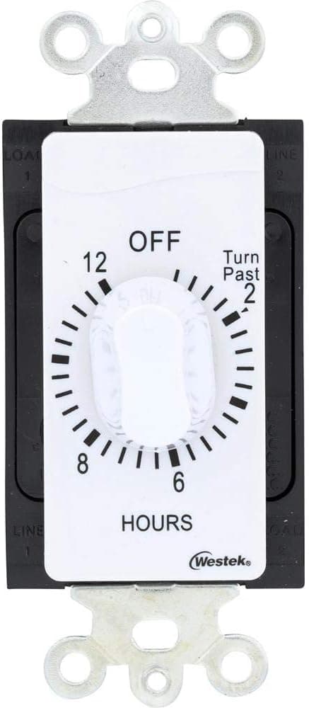 Westek TMSW12HW Indoor Wire-In Spring Wound Countdown Timer, White, 12 Hour