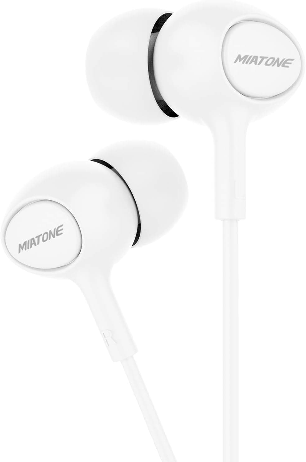 Earbuds with Mic, MIATONE Wired in- Ear Earphones Headphones HD Stereo Ear Buds with 3.5mm Jack - White