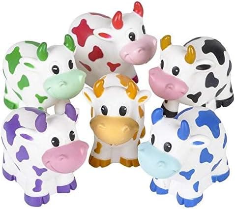 Rhode Island Novelty 2" Rubber Water Squirting Cow, Assorted, 12 Count