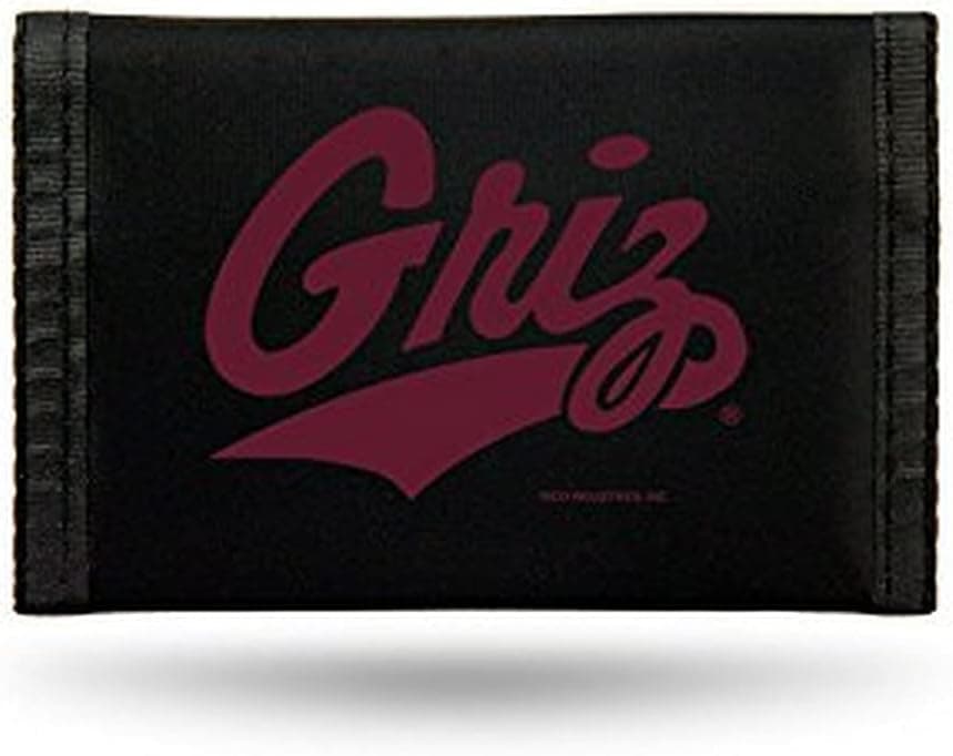 Rico Industries NCAA Montana Grizzlies Mens Nylon Trifold Walletncaa Nylon Trifold Wallet, Black, 5" x 3"