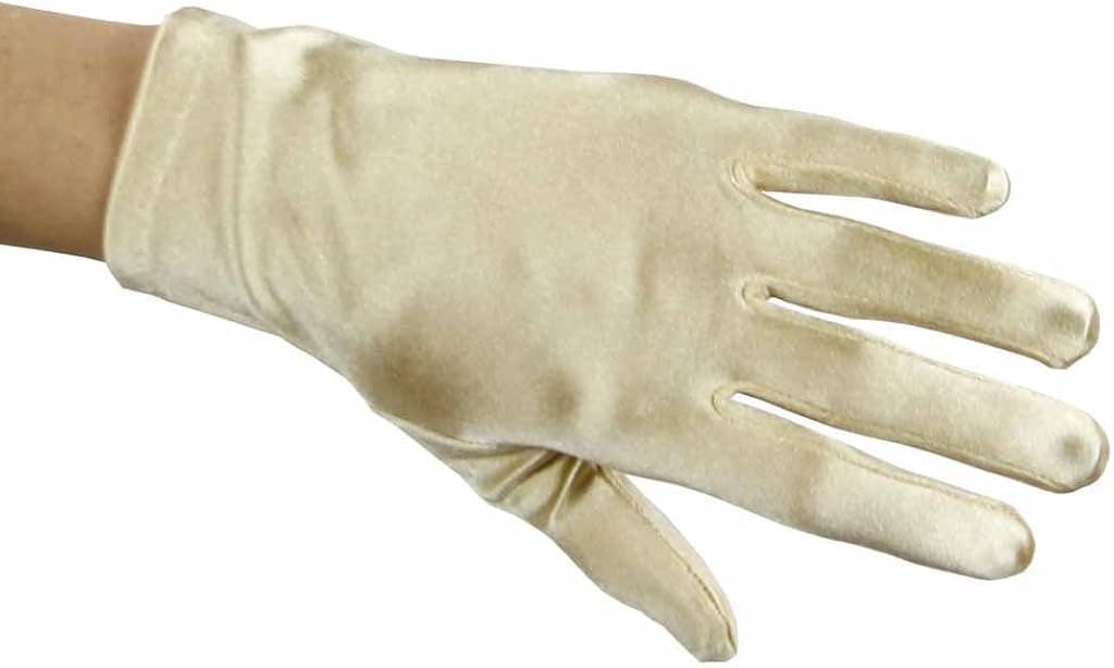 Beautiful Wrist Length Short Satin Gloves