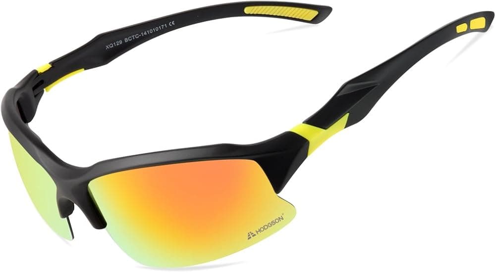 HODGSON Polarized Sunglasses for Men or Women , UV400 Protection Unbreakable Sports Glasses for Riding, Driving, Fishing, Running, Golf and Other Outdoor Activities-black/yellow