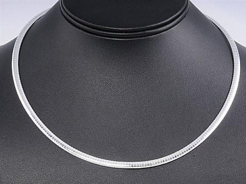 THE ICE EMPIRE JEWELRY, LLC 4mm Italian .925 Sterling Silver Flat Dome Omega Necklace 16in-18in