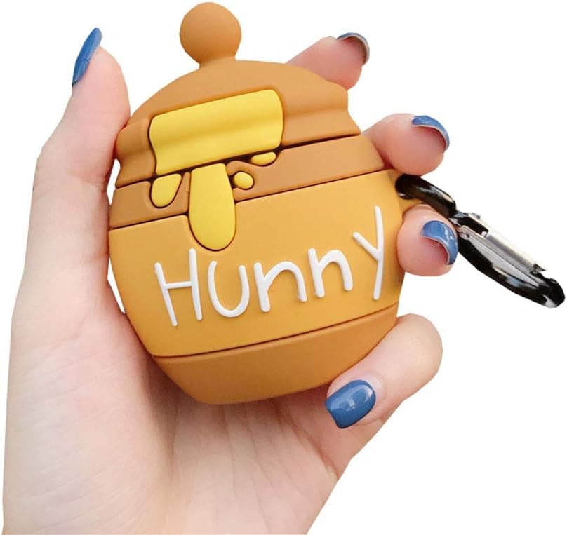 Rertnocnf Compatible with Earbuds Case Airpods 1 & 2, Cute Honey Pot Design Soft Silicone Creative Hunny Shockproof Wireless Earphone Protector Yellow