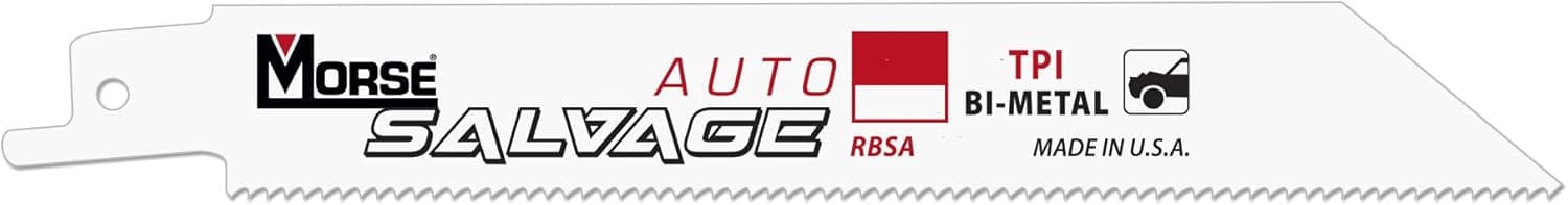 MK Morse RBSA818T05 Auto Salvage Bimetal Reciprocating Blade, 8-Inch, 18-TPI, 5-Pack