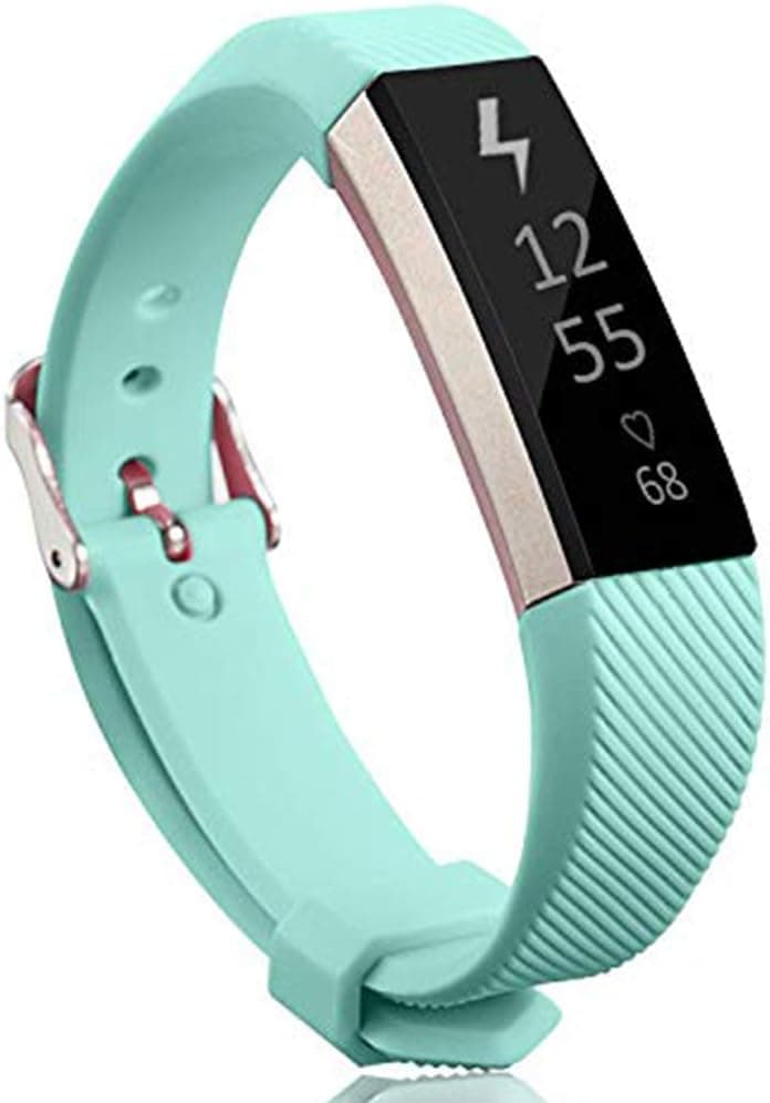 KingAcc Compatible Replacement Bands for Fitbit Alta HR, Fitbit Alta, Silicone Fitbit Alta HR Band Alta Band, Buckle Wristband Strap Women Men (1-Pack, Teal Blue, Small)