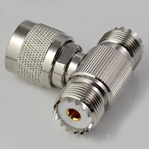 UHF Type Male PL259 to 2 UHF Female SO239 Triple T RF Coaxial Adapter Connector