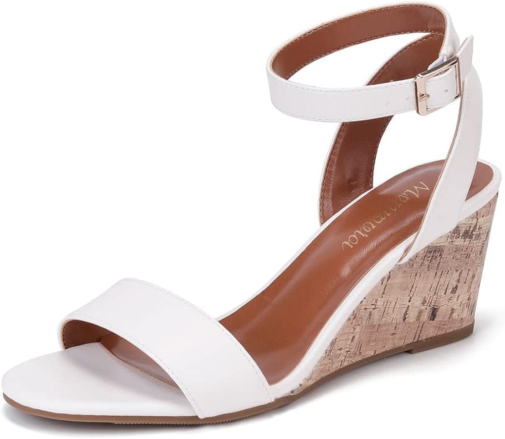 Monrovia Wedge Sandals For Women Round Open Toe Ankle Strap Low Heel Sandals Wedding Party Shoes Suitable for Any Occasion…