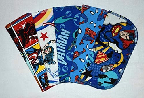2 Ply Printed Flannel 8x8 Inches Little Wipes Set of 5 Favorite Superhero Characters