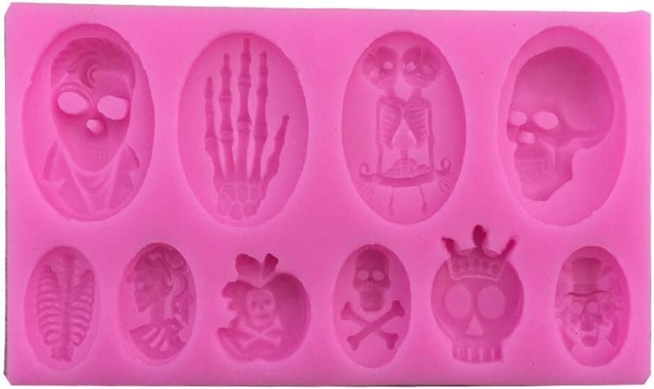 Skull Skeleton Fondant Silicone Mold Chocolate Mould Baking Cake decorating Tool cupcake Decoration Pastry Gumpaste Kitchen Sugarcraft Baking cooking Cookie Halloween Cupcake Mold