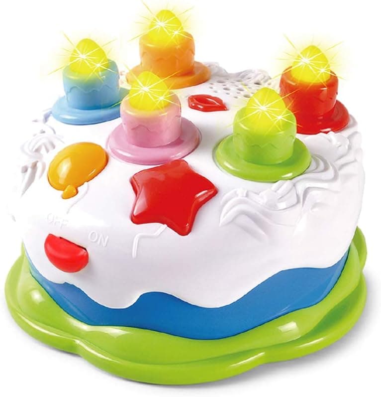 letsgood Kids Birthday Cake Toy with Counting Candles and Music, Happy Birthday Gift Toys for 2 3 4 5 Years Old Boys Girls