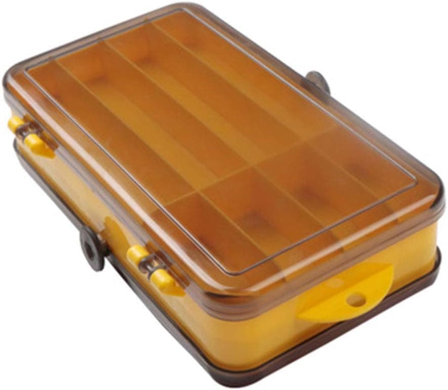 IXIGER 2-Sided Tackle Boxes Bait Storage Box Fishing-Lure-Boxes-Bait Plastic Box Plastic Storage Organizer (Yellow) Used to Store Bait, Double-Sided Bait, Saving Space