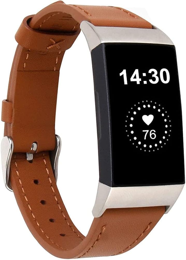 Genuine Leather Bands Compatible with Fitbit Charge 4 / Charge 3 / Charge 3 SE Bands, Classic Slim Replacement Wristbands Straps for Woman Man