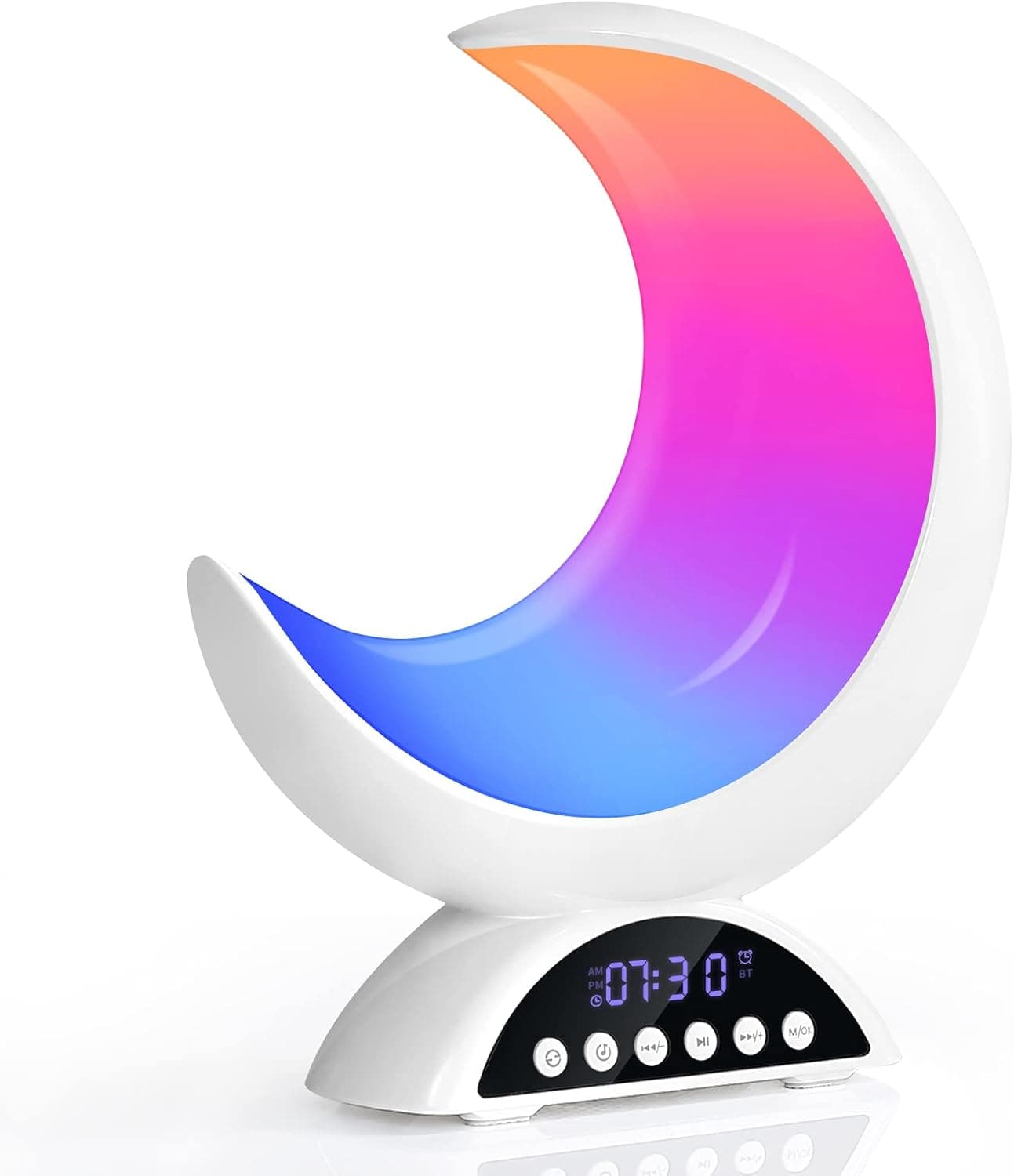 BRNEWO Bedroom Moon Lamp, RGB Color Changing Light with Scene Mode and Music Mode, Alarm Clock with Bluetooth Speaker, Suitable for Kids/Adults, Living Room Night Light Lighting Dimmable.