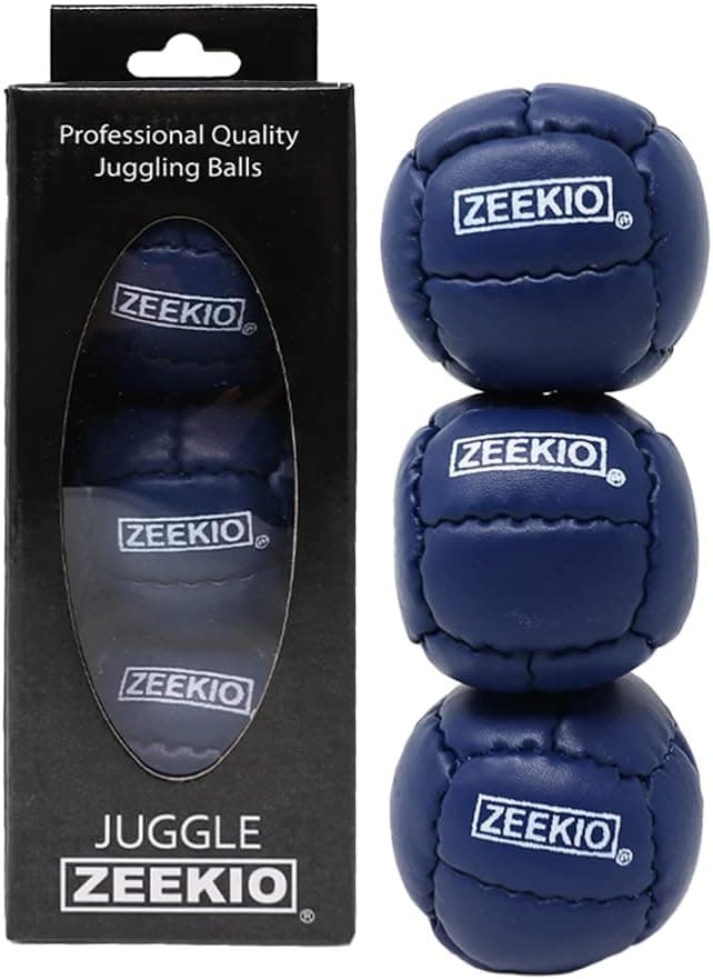 Zeekio Galaxy Juggling Balls - Premium 12 Panel Genuine Leather Balls - 130g - 67mm - Pack of 3 Dark Blue