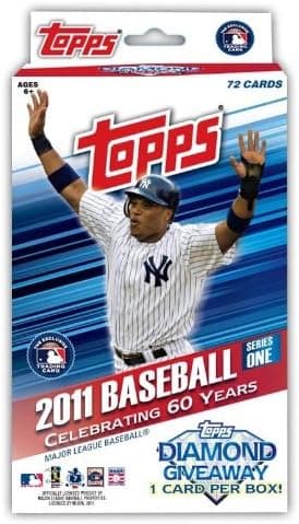 2011 Topps Series 1 MLB Baseball Factory Sealed Exclusive HUGE Hanger Box-72 Cards including 6 Inserts and a Diamond Giveway Card!