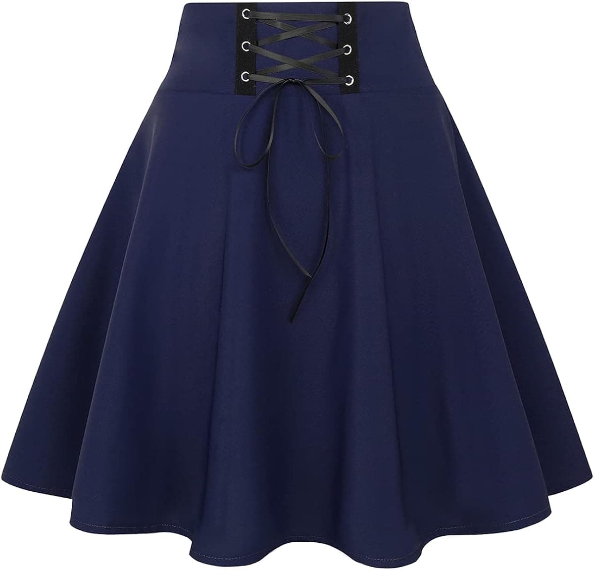 Plaid Gothic Short Skirts for Womens Lace Up A line Mini High Waist Skirts (X-Large, Navy)