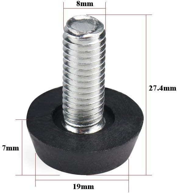 Payanwin Screw On Furniture Glide Leveling Foot Adjuster for Furniture Legs M8 Thread (8pcs, 8mm x 20mm)