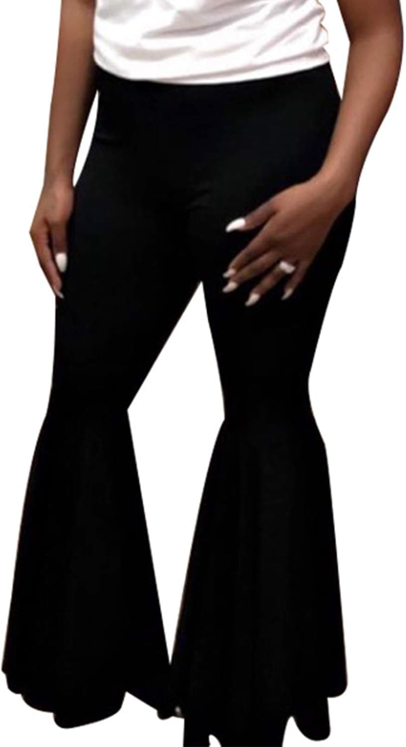 Choichic Bell Bottom Pants for Women Casual Stretchy Loose Wide Leg High Waisted Long Flare Pants