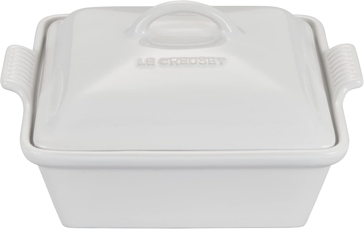 Le Creuset Stoneware Heritage Covered Square Casserole, 2.5 qt. (9"), white