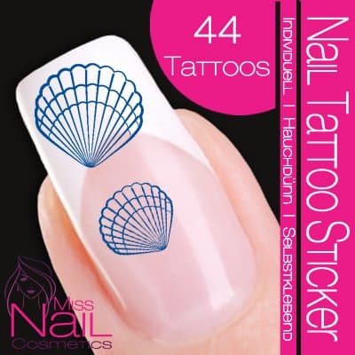 Nailart NAIL TATTOO STICKER - maritim/navy/shell/clam - blue