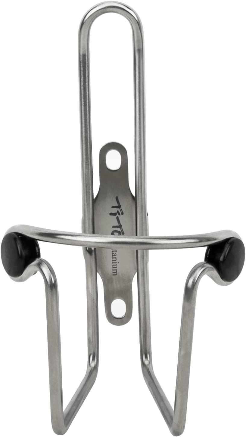 TiTo Titanium Bicycle Water Bottle Cage, MTB/Road Bike Titanium Alloy Lightweight Water Bottle Holder Cages Brackets for 76mm Diameter Bottle with Easy Installation(Polished Surface)