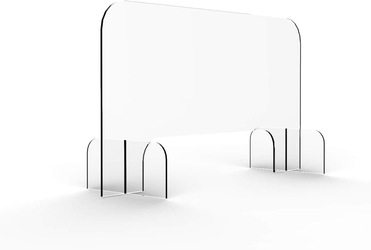 30" x 23" Sneeze Guard Freestanding Acrylic Plexiglass, with Transaction Window for Stores, Restaurants, Offices, and Other Businesses