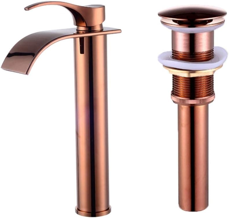 LightInTheBox Waterfall Faucet Single Lever Bathroom Sink Vessel Faucet Lavatory Basin Tap Centerset Sink Faucet Oil-rubbed Bronze Lavatory Mixer Taps Bar (rose gold)