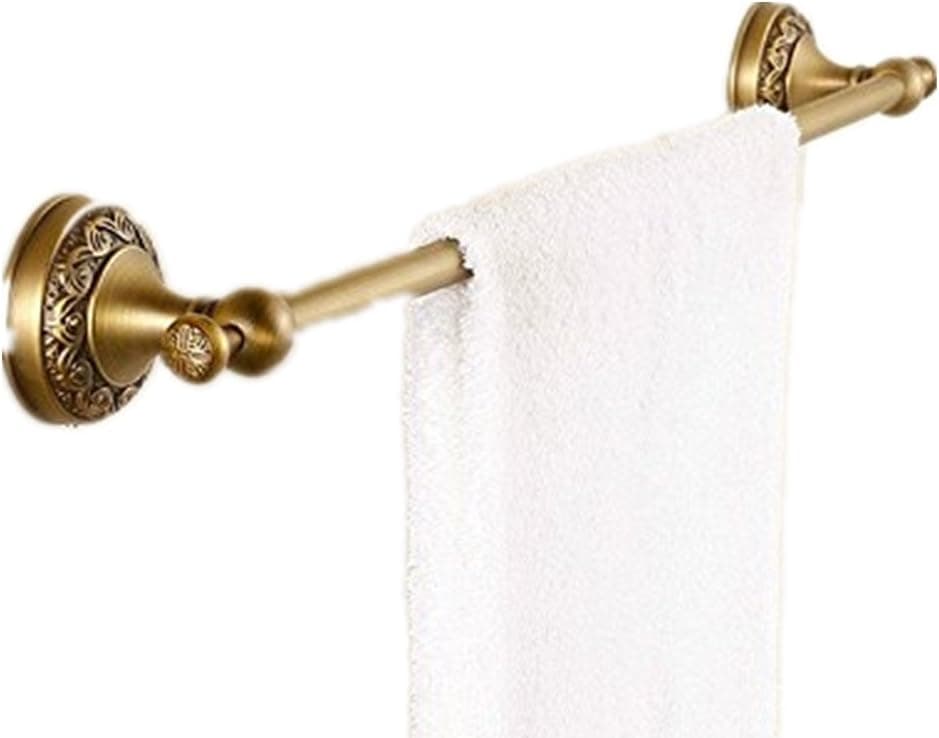 AUSWIND European Antique Bronze Brushed Brass Flowers Carved Towel Bar 23'' Circular Base Towel Holder Wall Mounted Bathroom Accessories HW