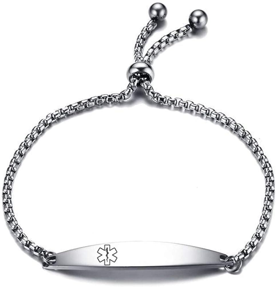 LiFashion CL Stainless Steel Addisons Medical Alert ID Sos Emergency Link Identification Bracelet for Men Women