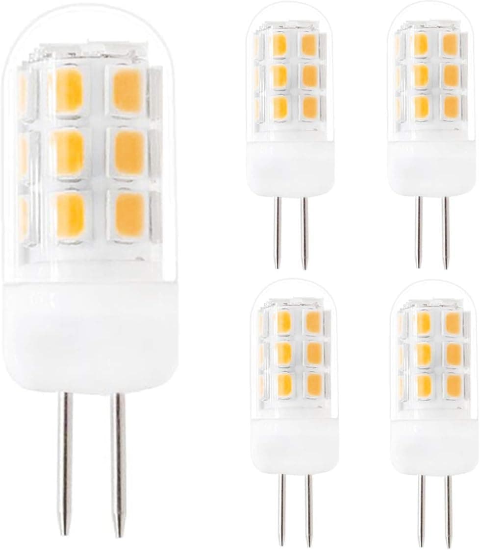 G4 LED Bulbs 120V G4 Bi-Pin Base Light Bulbs 120V G4 3.5W Warm White 3000k 120lm/w Equivalent to 35W G4 Halogen for Under-Cabinet Lights Ceiling Lights Table Lights Puck Lights (Pack of 5)