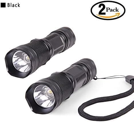 Mini LED Flashlight With Lanyard,3 Mode Aluminium Alloy Black torch,for Camping, Hiking, Hunting, Backpacking, Fishing,2 Pack
