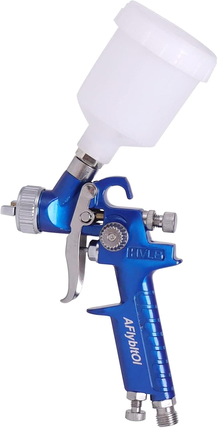 HVLP Mini Spray Gun, Gravity Feed Air Spray Paint Gun, 0.8mm Nozzle, 125ml Cup for Car Prime, Furniture Surface Spraying, Wall Painting