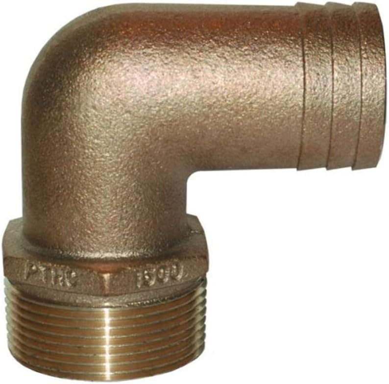 GROCO 3/4 NPT x 3/4 ID Bronze 90 Degree Pipe to Hose Fitting Standard Flow Elbow