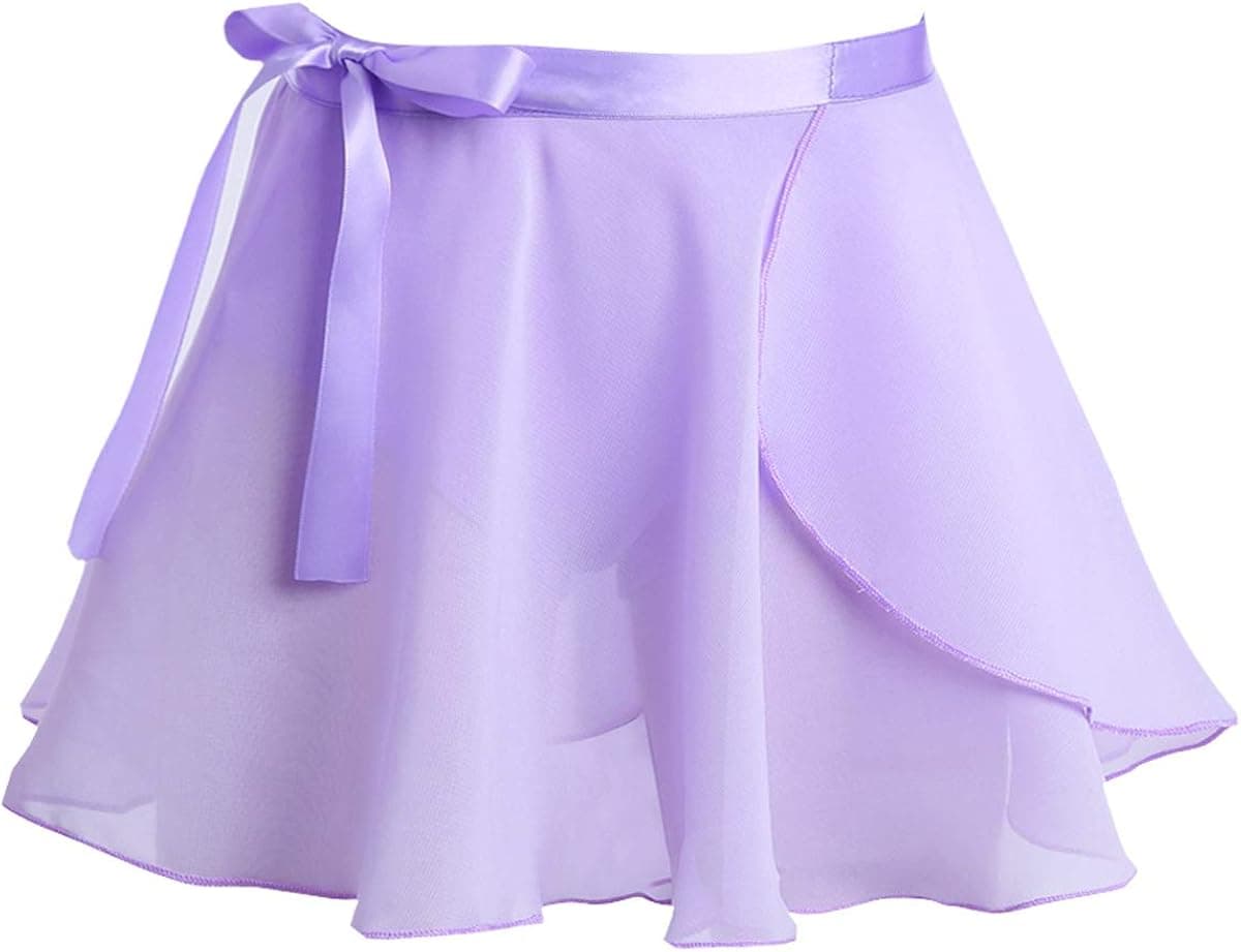 Freebily Kids Girls Classic Chiffon Ballet Dance Skirt Collection Circular Pull-On Wrap Skirt Skating Over Scarf Tutu Skirts