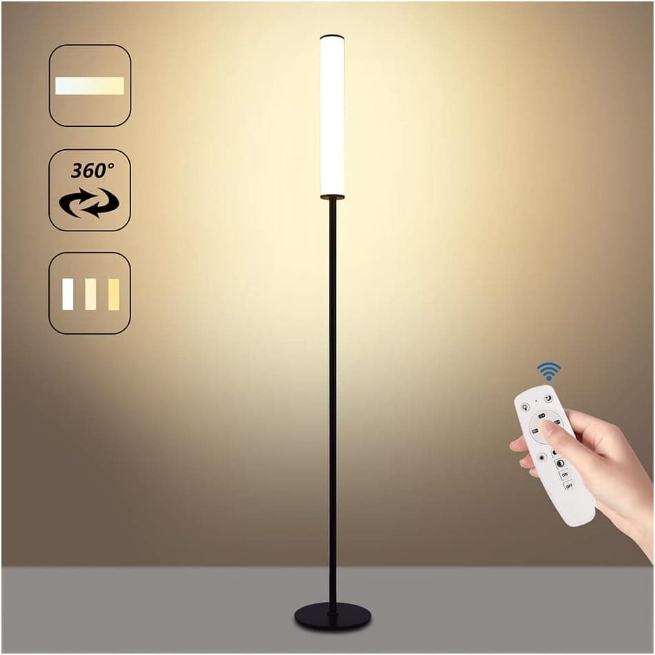 Floor Lamp, TXONE Modern LED Floor Lamp for Living Room, Modern Standing Floor Lamps with Remote & Foot Switch & Stepless Dimmer, Floor Lamp for Bedroom Office Reading