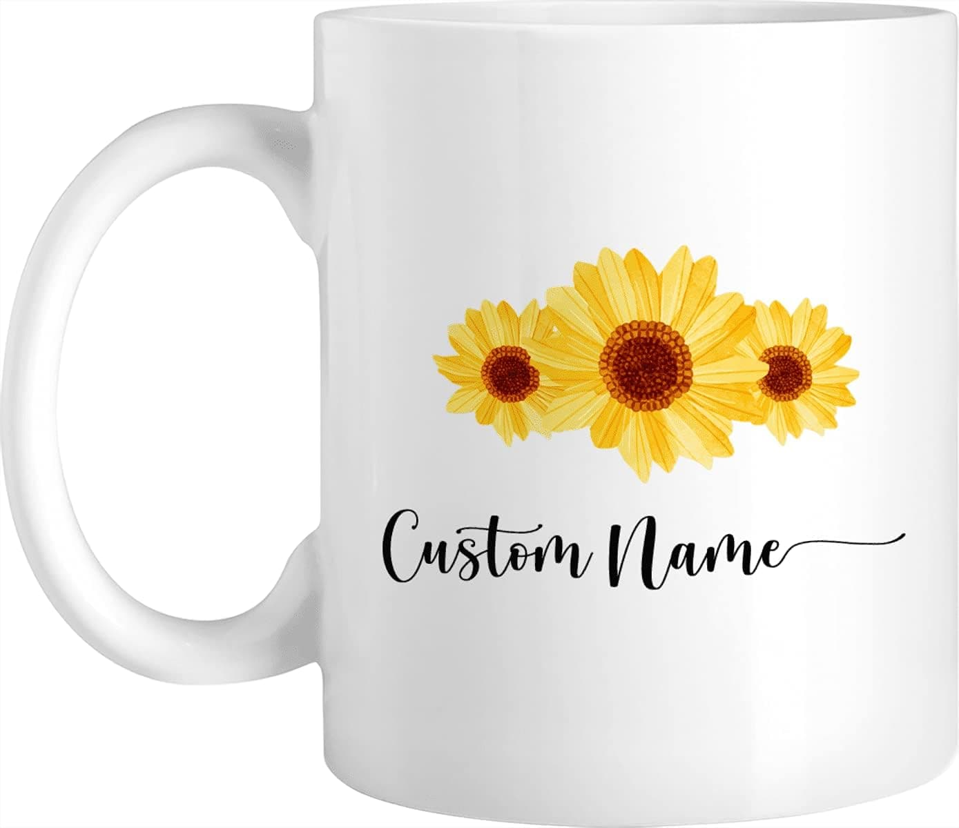 ROSARAN Sunflower Coffee Mug, Flower Personalized Coffee Mug For Men, Women, Sunflower Gift Mug For Friend, Family, Best Friend, Custom Ceramic Mug For Girlfriend, Boyfriend On Birthday