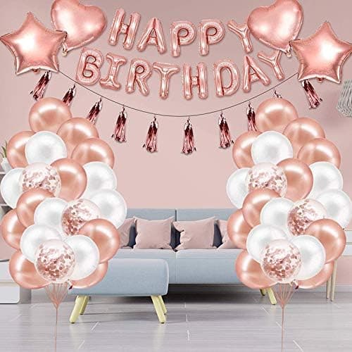 Happy Bithday Rose Gold Ballons Garland Arch Kit Set For Party Festival Birthday Decoration By PLICEY