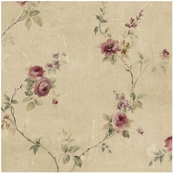CONCORD WALLCOVERINGS Textured Wallpaper Floral Featuring Leaves Roses, Brown Gray Red Green, 21 in x 33 Ft (56 sq. ft), SP24430