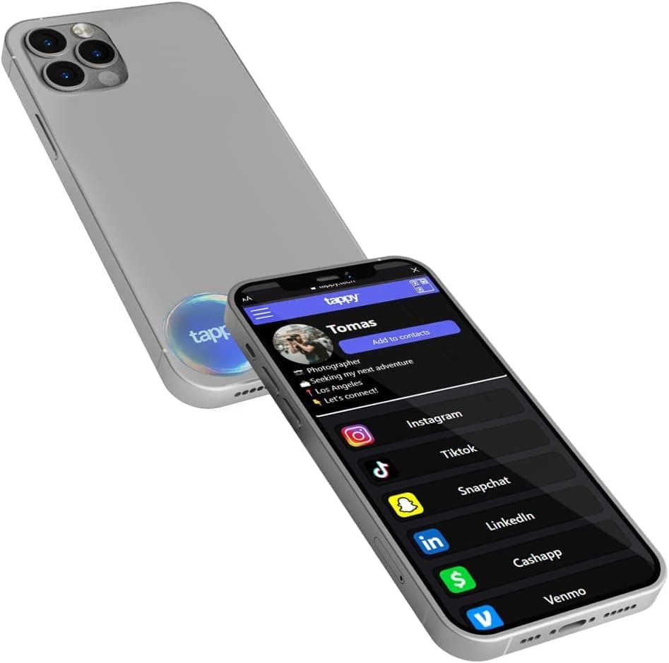 Tappy Dot Digital Professional - Business Card and Phone Accessory - NFC Tag & QR Code - Instantly Share Social Media, Contact Info, Music, Pay Apps and More - All Smartphones Compatible - Hologram