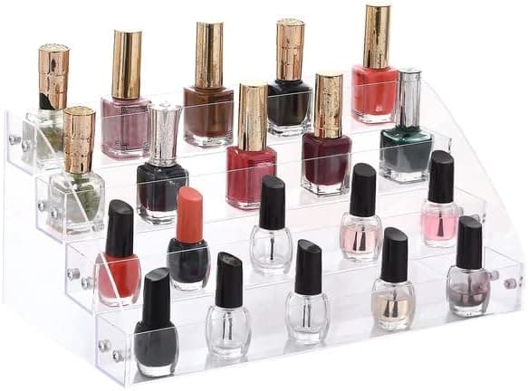Clear Nail Polish Display Holder Organizer, Yebeauty 4 Layers Acrylic Organizer Storage Tray Rack Stand Holder for Cosmetic Eyeglasses Lash Display