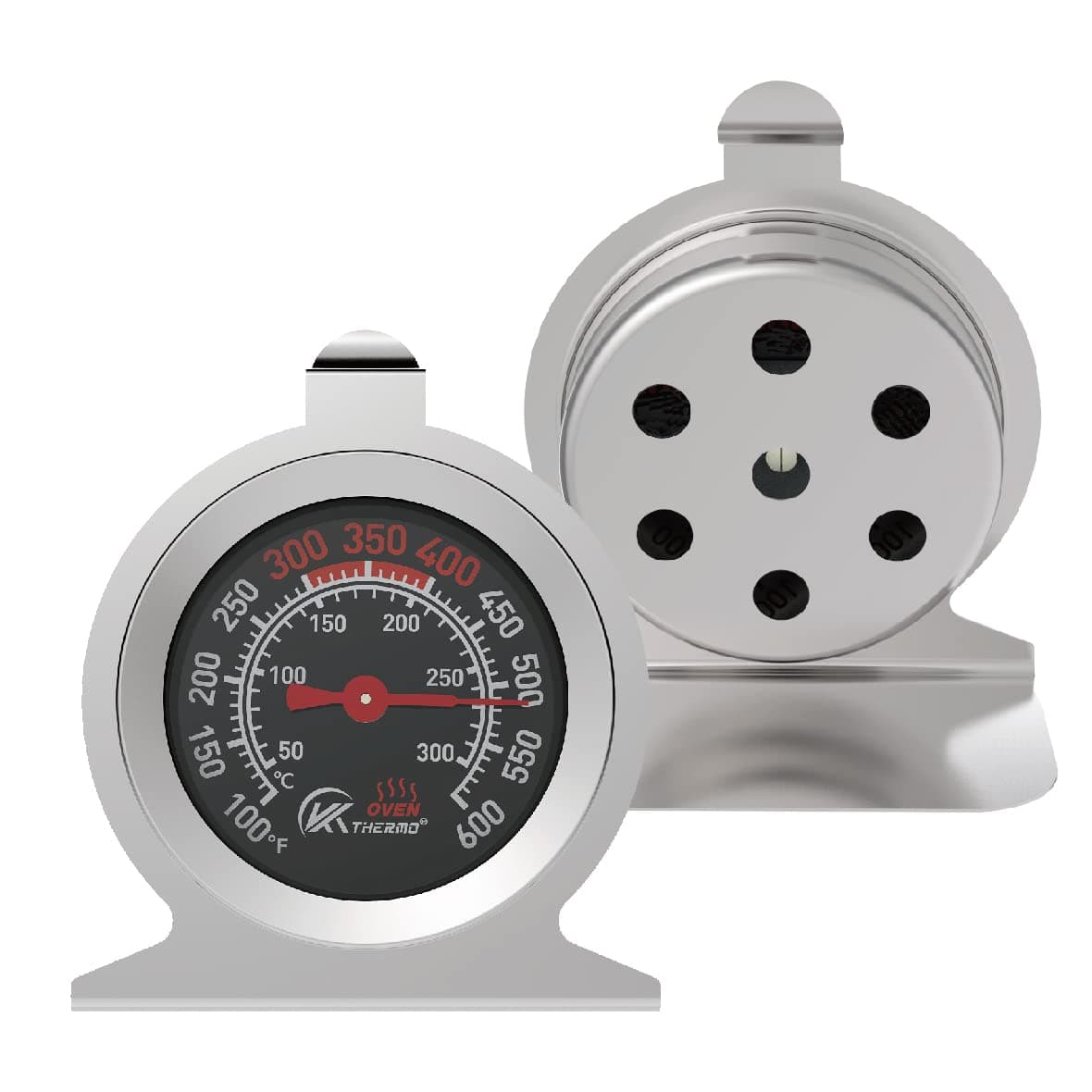 KT THERMO Oven Thermometer NSF Accurately with Dual Scale, Large Hook and Panel Base for Hang or Stand Easily,Safe Leave in Oven for Long time Kitchen Cooking