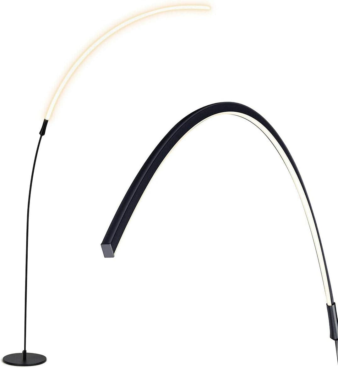 Tangkula LED Arc Floor Lamp, Curved Contemporary Minimalist Standing Lamp with 3 Brightness Levels, Modern Dimmable Adjustable Tall Reading Light, 3000K Warm White (Black)