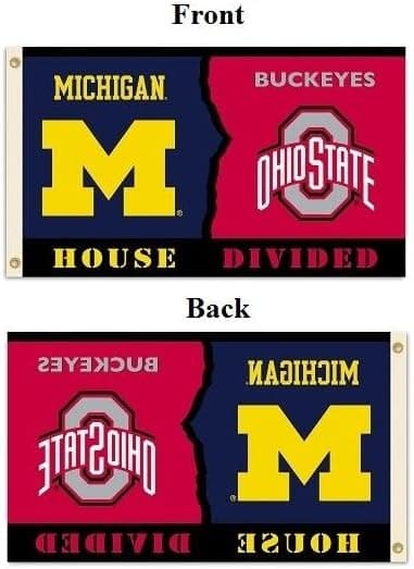 NCAA Michigan - Ohio State Rivarly House Divided Flag with Grommets