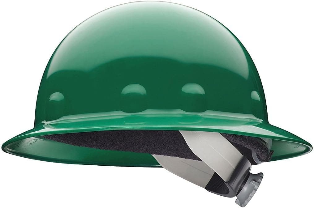 Fibre-Metal Green Thermoplastic Full Brim Hard Hat - 8-Point Suspension - Swing Strap Adjustment - FIBRE-METAL E1SW74A000 [PRICE is per EACH]