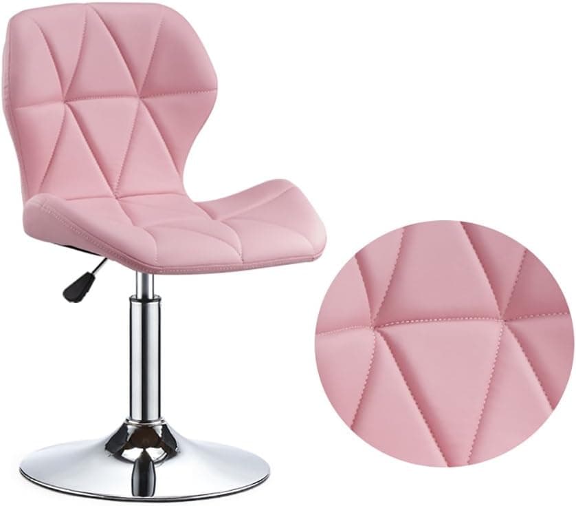 Mesurn Adjustable Height Swivel Chair Beauty Roller Stool,with Wheels,360 Degree Rotation,Strong Chromed Plate Base Max Load 120 Kg for Kitchen Bar Counter (Color : Pink, Size : 40-55cm)
