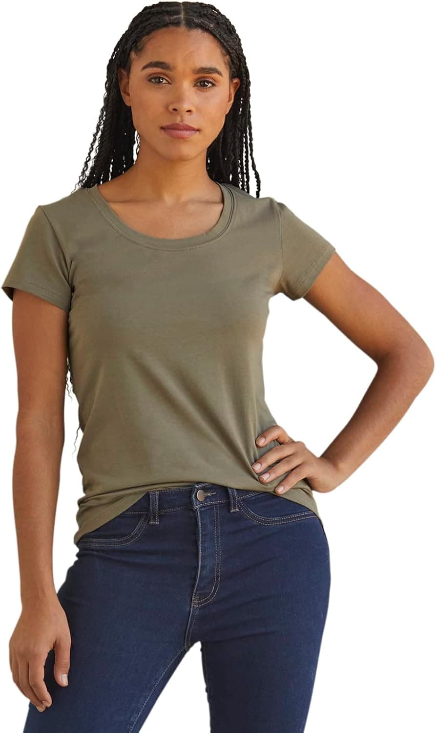 Fair Indigo Women's Organic Cotton Scoop Neck T-Shirt
