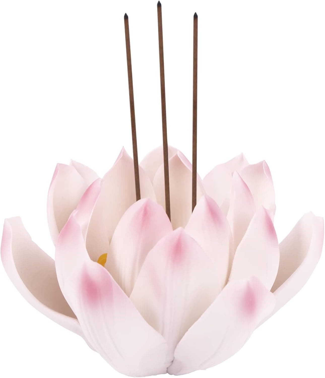 Sunormi 4.3 Inch Pink Ceramic Lotus Incense Burner Flower Incense Burner Stick Holder for Yoga Studio Living Room Home Decor
